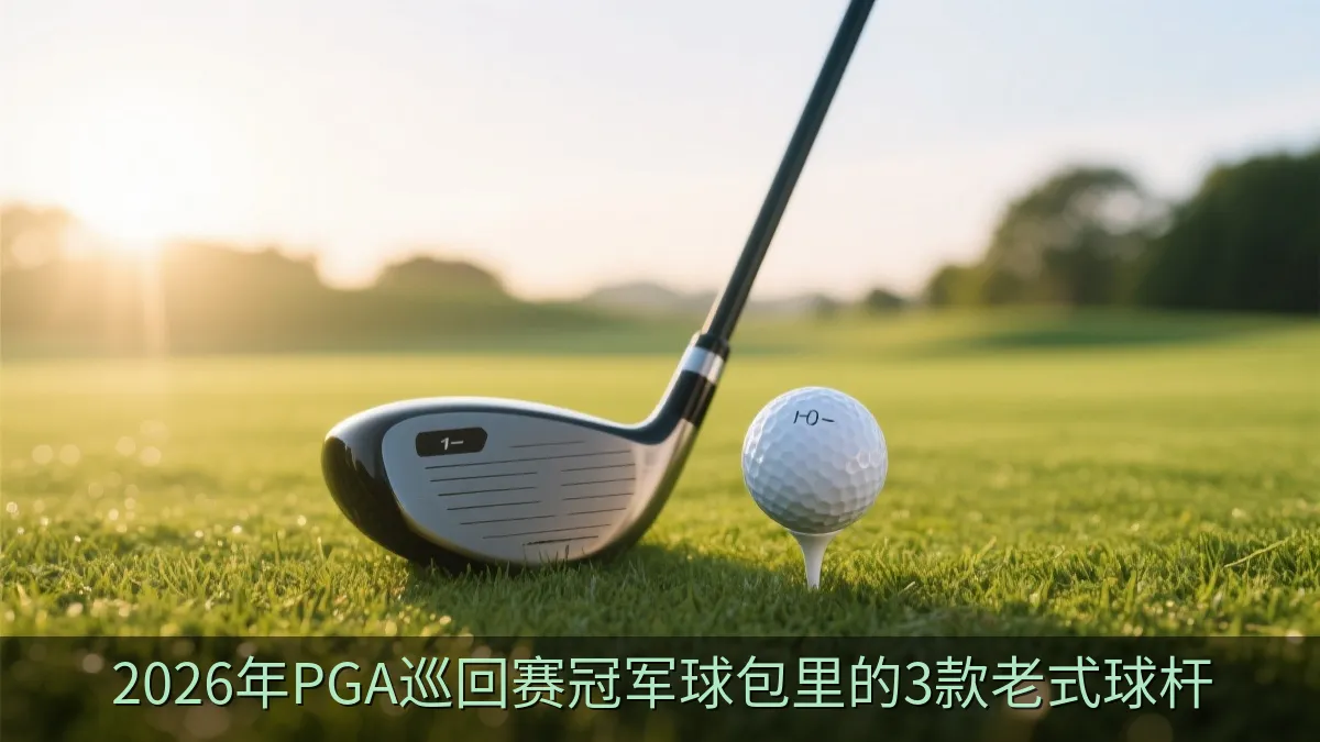 高尔夫一号木和高尔夫球放置在修剪整齐的球道上